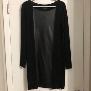 Black Sweater Dress with Leather Panel NWT’s!